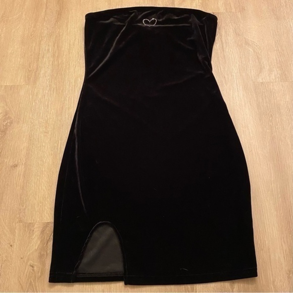 Black Velvet Y2K Style Sleeveless Mini Dress Rhinestone Small